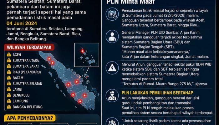 Blackout Total Sumatera! Petir dan Gangguan SUTET Picu Lumpuhnya Listrik Massal